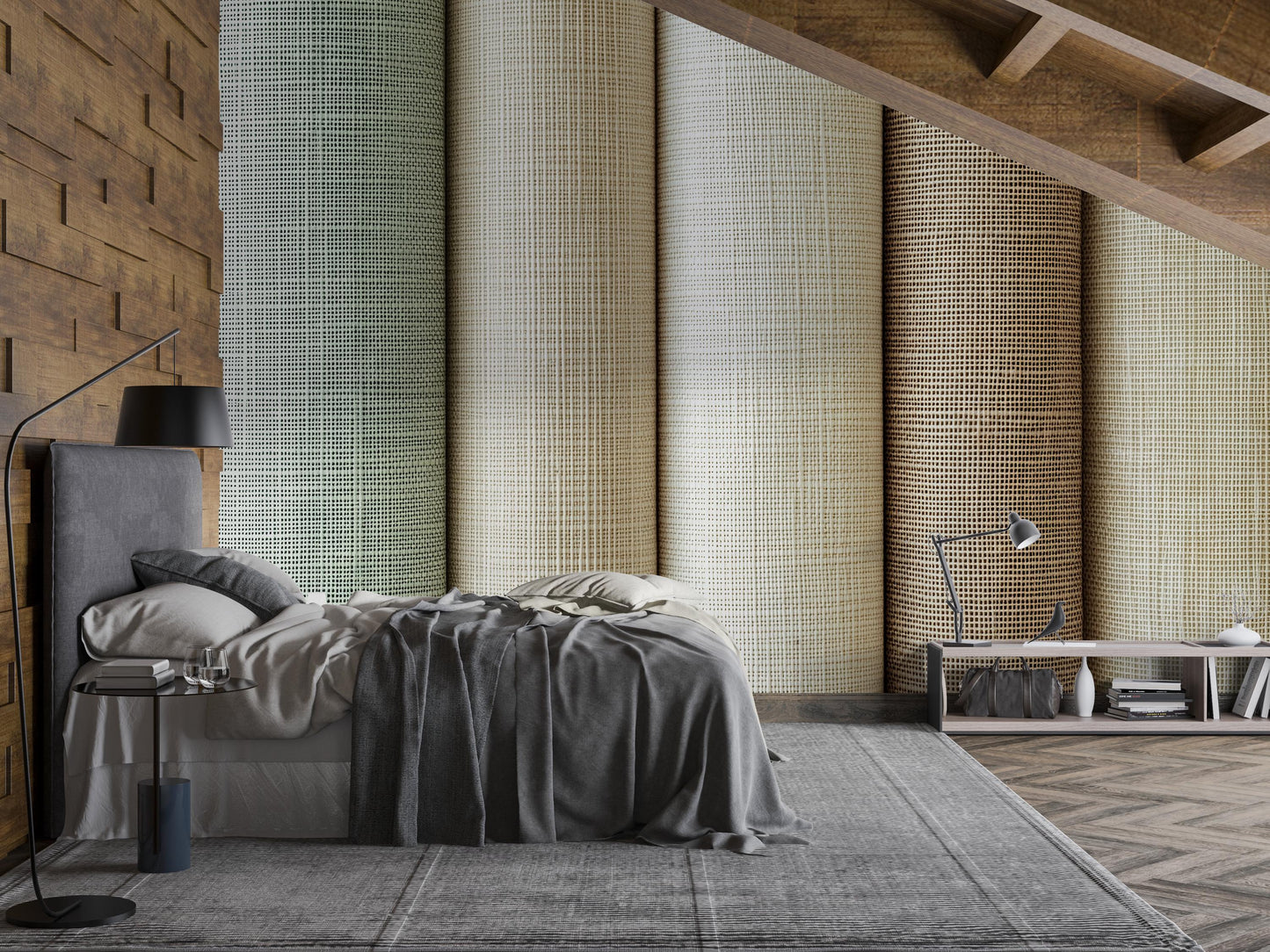 Grasscloth Style Neutral Wallpaper – Woven Linen Texture Wall Covering Vn1004
