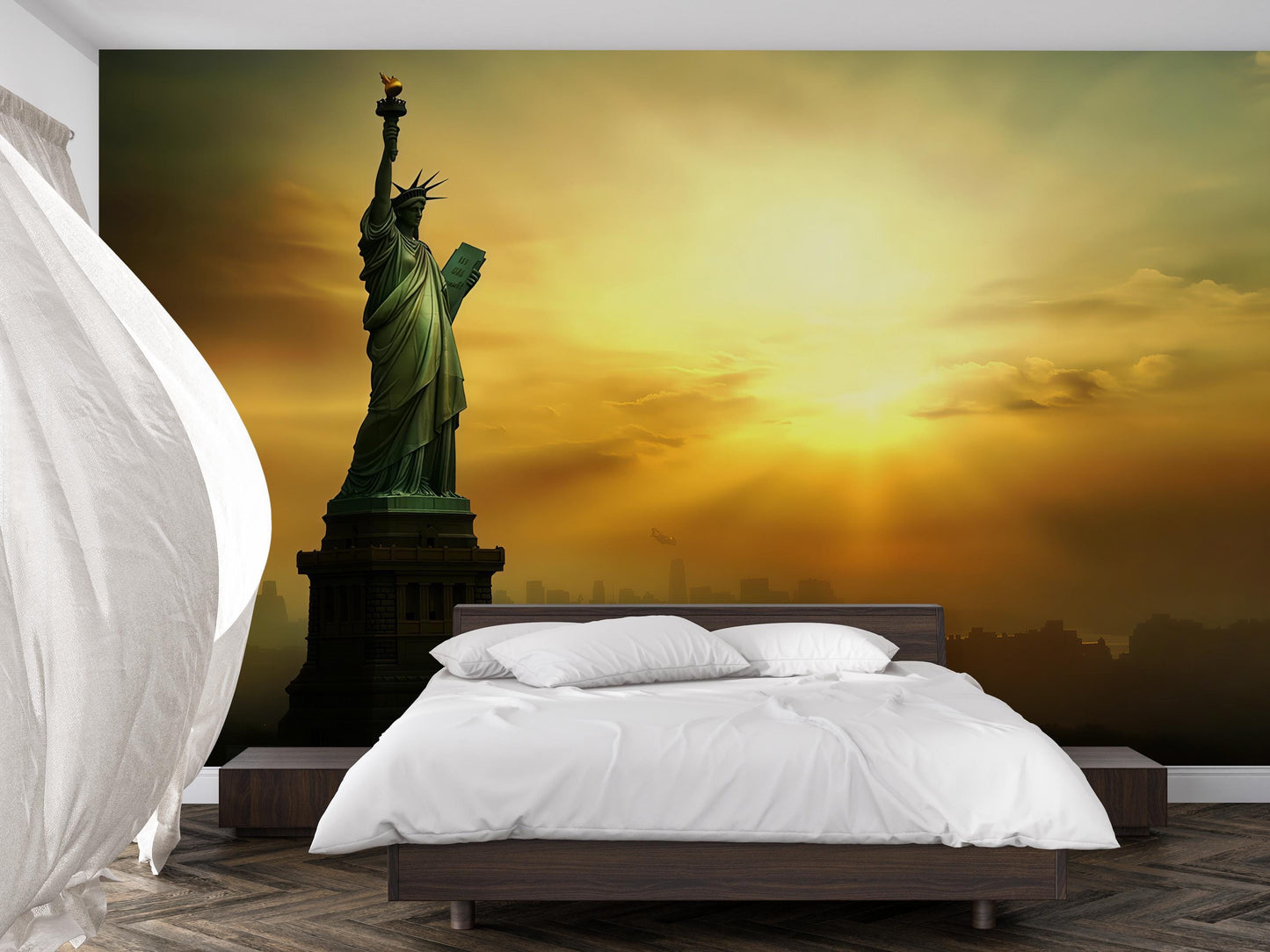 Statue of Liberty Wall Art – NYC Sunset Skyline Print Vn953