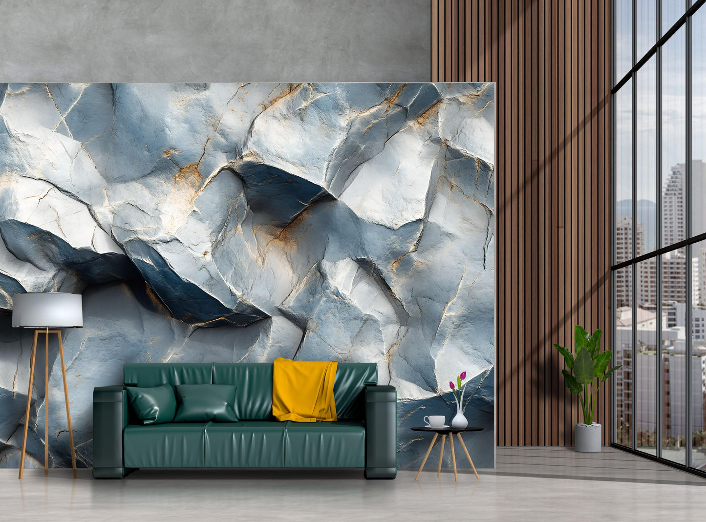 3D Stone Wall Mural Wallpaper | Modern Textured Rock Background for Living Room Decor | Bold Abstract Nature Wall Art Vn654