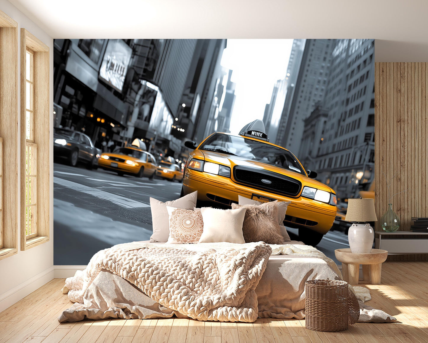 NYC Yellow Taxi Wall Mural – New York City Street Wallpaper Vn903
