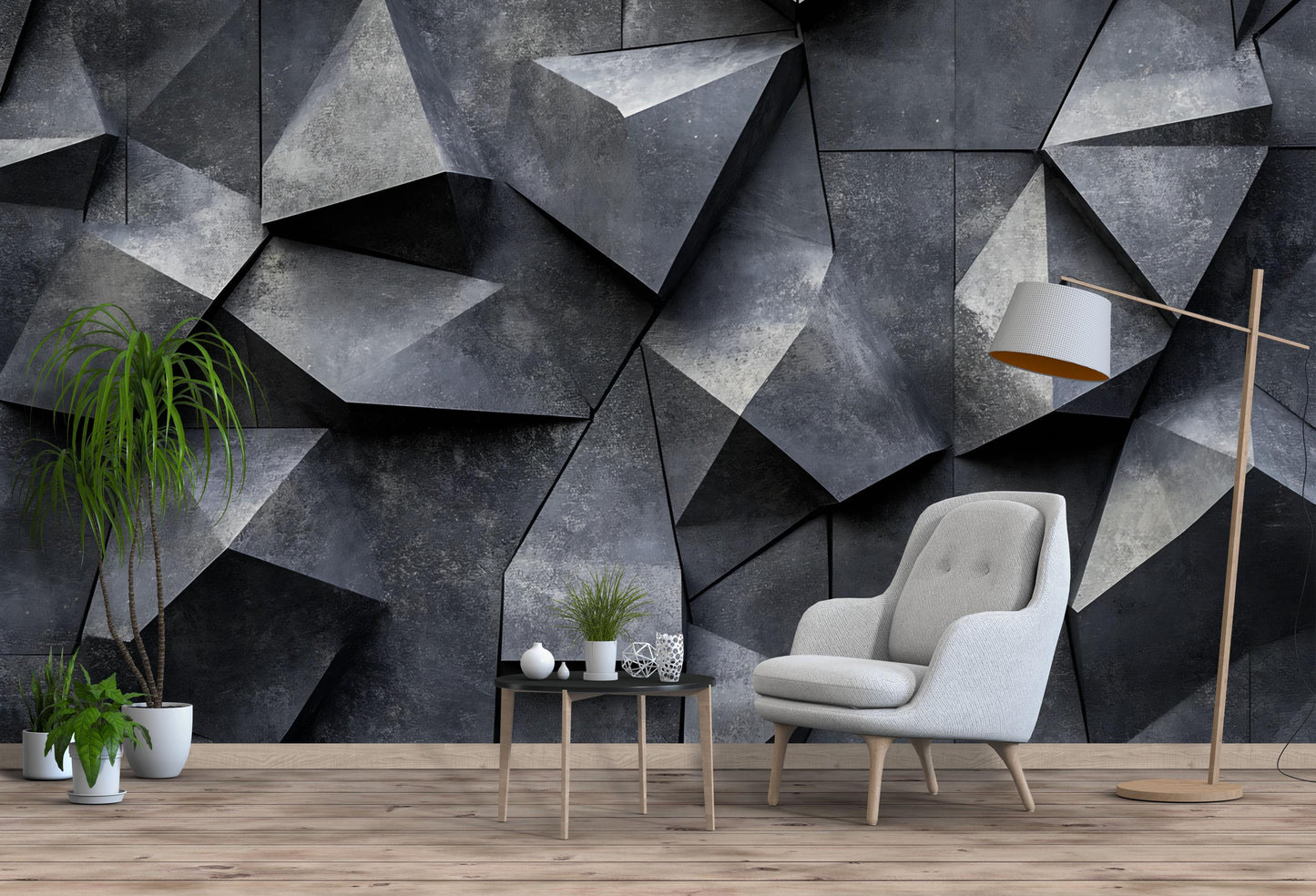 Modern Industrial Gym Wall Art | Geometric & Wood Fitness Studio Print Vn740