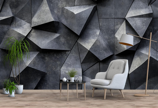 Modern Industrial Gym Wall Art | Geometric & Wood Fitness Studio Print Vn740