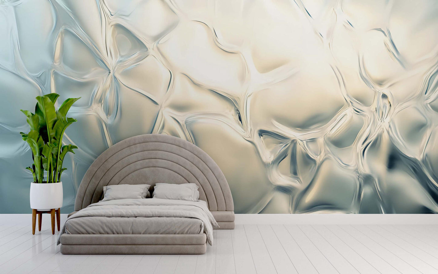 Abstract Ice Glass Effect Wall Mural, Modern 3D Textured Bedroom Accent Wallpaper Vn750