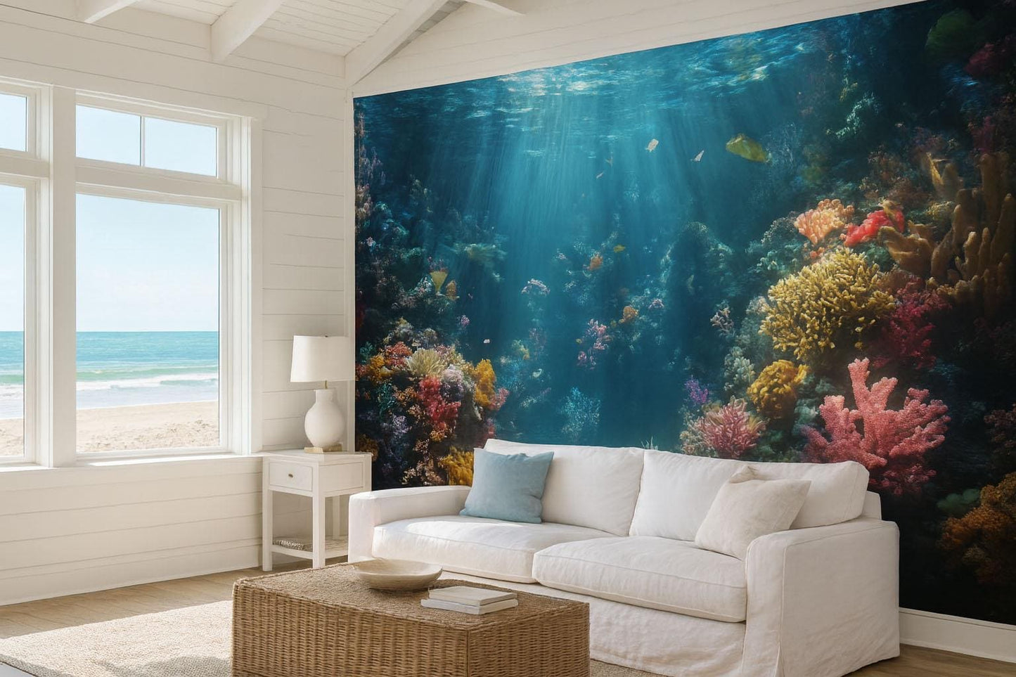 Underwater Coral Reef Wall Mural – Ocean Scene Wallpaper for Home & Office Vn822