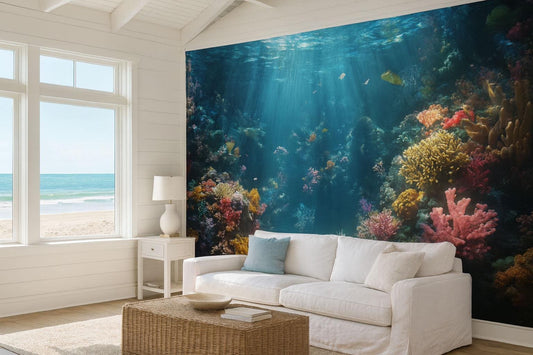 Underwater Coral Reef Wall Mural – Ocean Scene Wallpaper for Home & Office Vn822