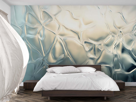 Abstract Ice Glass Effect Wall Mural, Modern 3D Textured Bedroom Accent Wallpaper Vn750