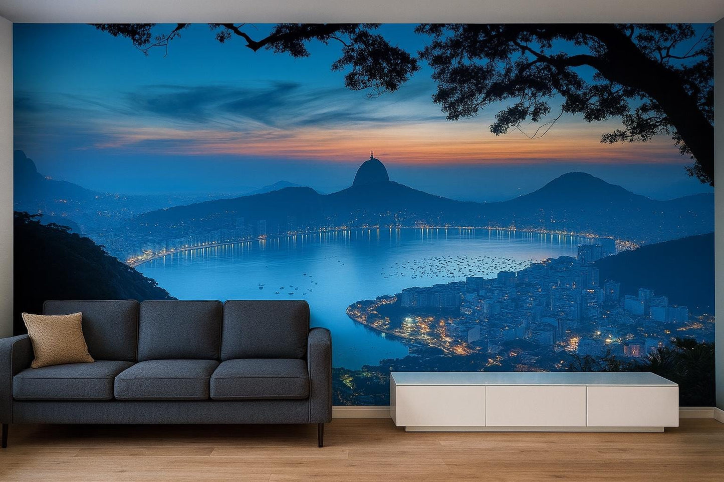 Rio de Janeiro Twilight Skyline Mural – Brazil Wall Art Wallpaper Vn949