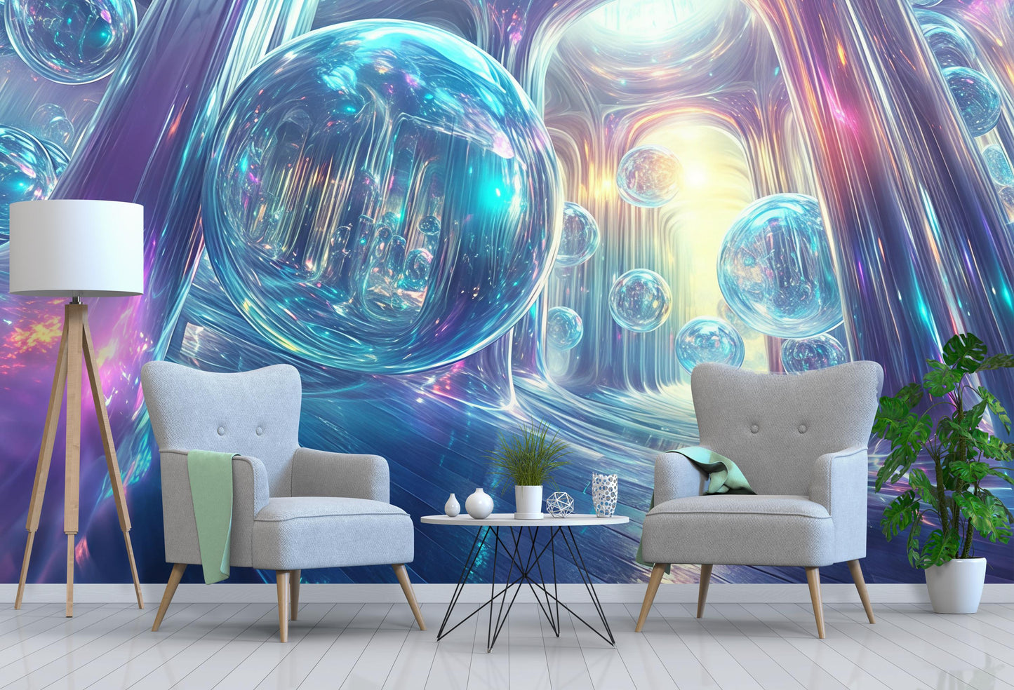Futuristic Space Wall Mural for Bedroom – 3D Sci-Fi Abstract Galaxy Art Wallpaper Vn568