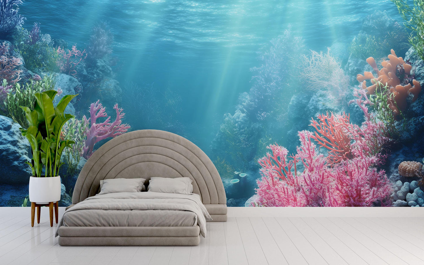 Underwater Coral Reef Wall Mural – Ocean Scene Coastal Home Décor Vn818