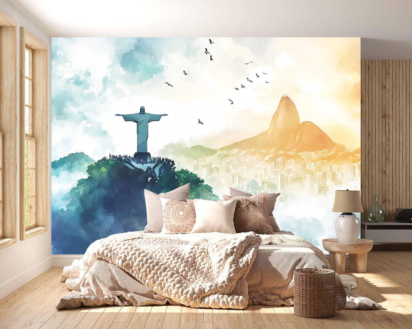 Christ the Redeemer Mural – Rio de Janeiro Brazil Wall Art Wallpaper Vn943