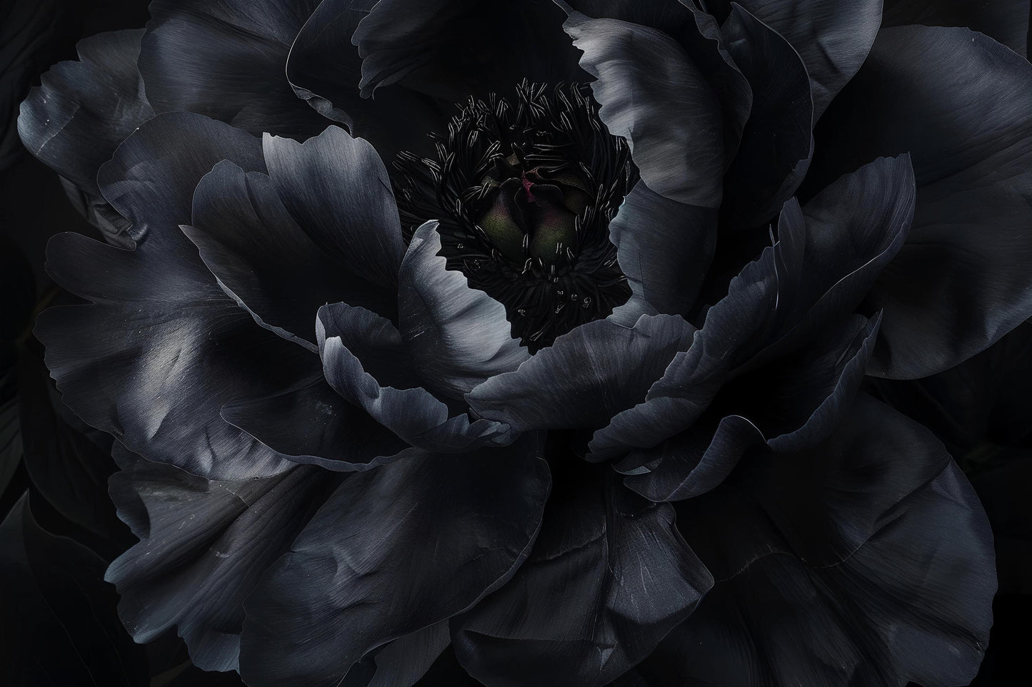 Black Floral Mural Wallpaper – Dark Oversized Peony Wall Art for Bedroom Décor Vn1048