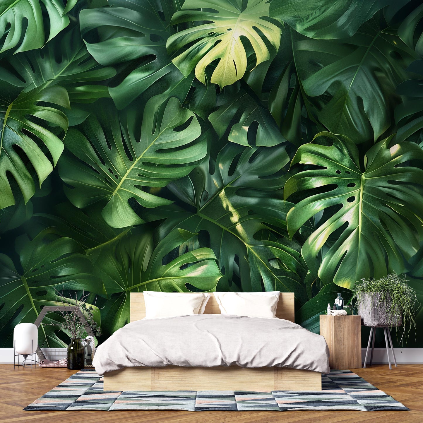Monstera Leaf Wall Art – Tropical Jungle Greenery Print, Botanical Nature Decor for Living Room, Bedroom or Office Vn1061