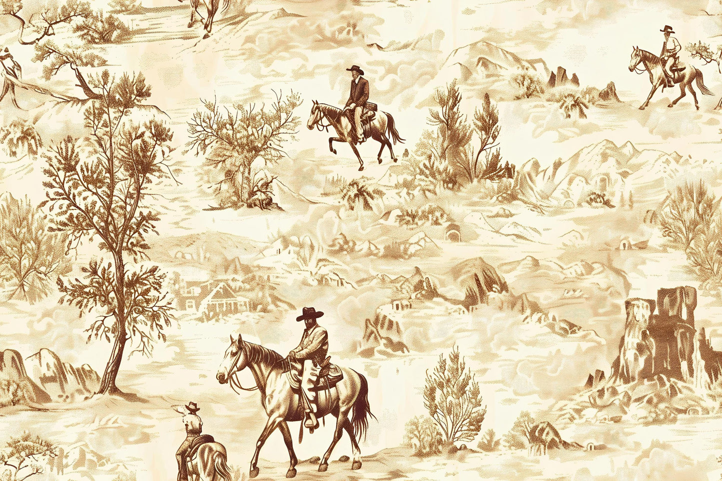 Western Cowboy Wall Mural – Rustic Horse Riding Wallpaper Vn1028