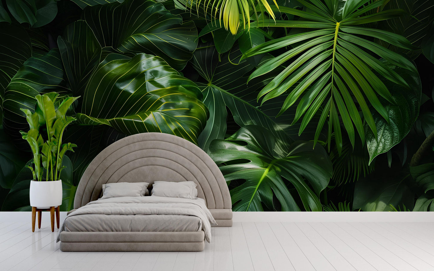 Jungle Leaf Wall Art – Tropical Green Monstera and Palm Print, Botanical Nature Decor for Living Room, Bedroom or Office Vn1064