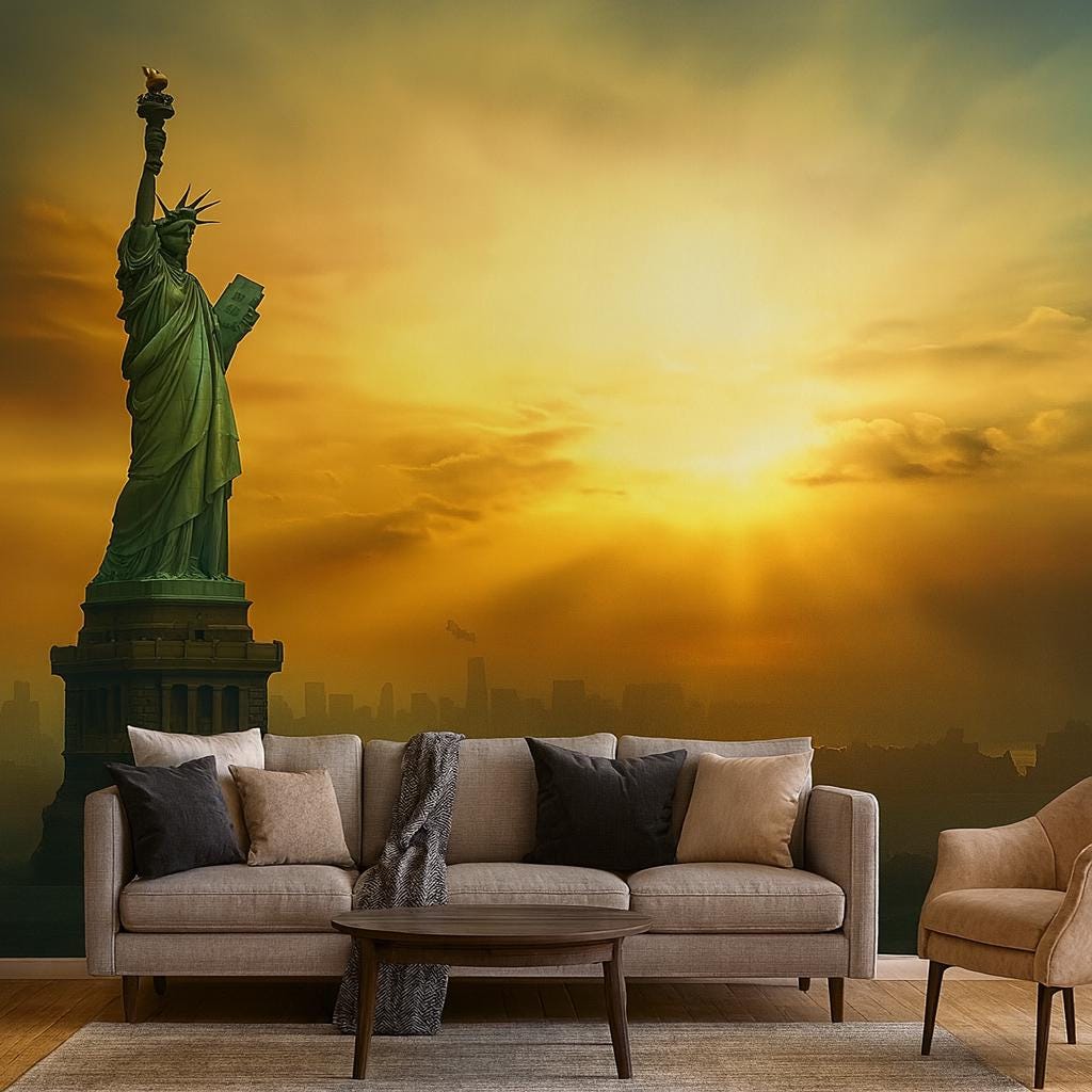Statue of Liberty Wall Art – NYC Sunset Skyline Print Vn953