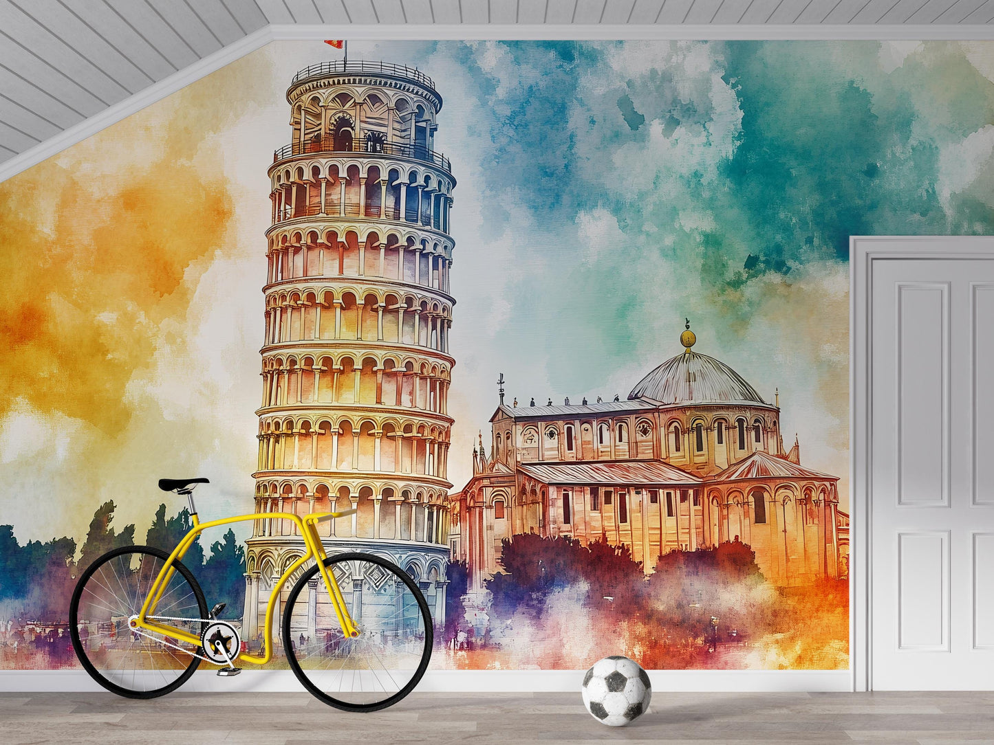 Leaning Tower of Pisa Wall Art – Italy Landmark Watercolor Print Vn952