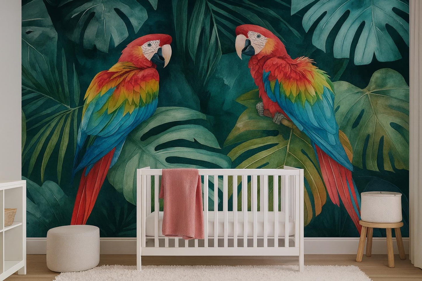 Tropical Parrot Wall Mural – Colorful Jungle Bird Wallpaper Vn963