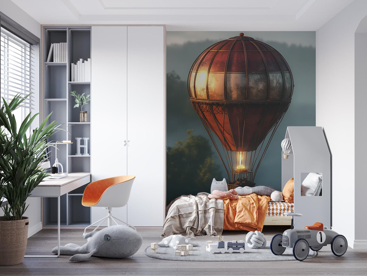 Hot Air Balloon Wall Mural Kids Room | Adventure Nursery Wall Art | Boys Girls Bedroom Decor Vn376