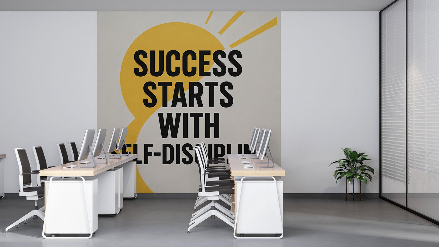 Success Starts with Self-Discipline Wall Mural – Motivational Office Quote Decor Vn889
