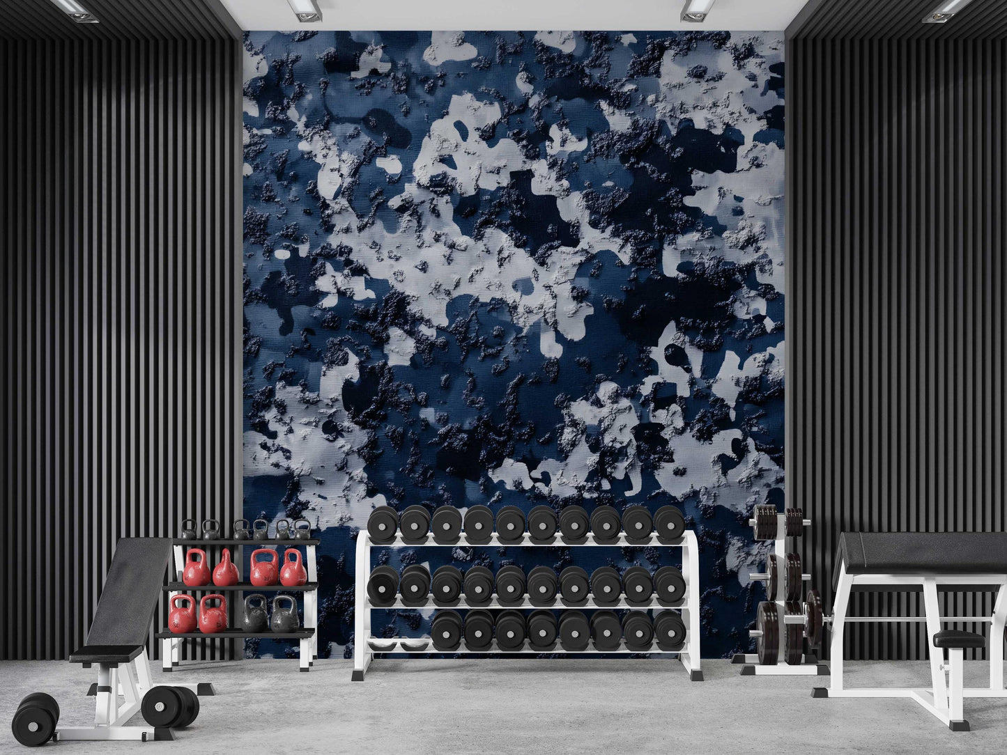 Modern Office Wall Art | Abstract Blue Wallpaper Mural | Contemporary Workspace Decor | Bold Interior Design Feature Wall Vn458