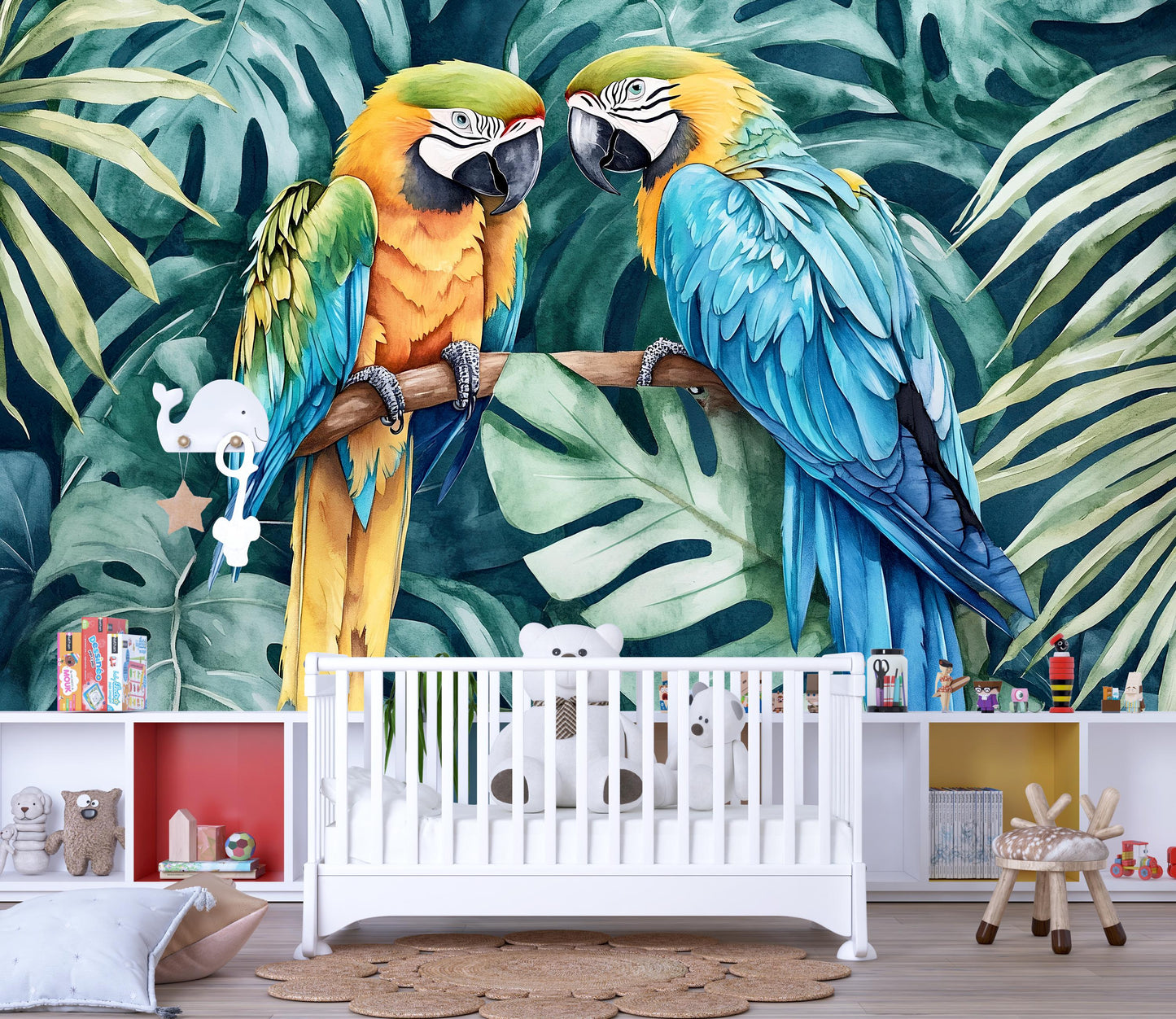 Tropical Macaw Wall Art – Colorful Jungle Bird Print Vn959