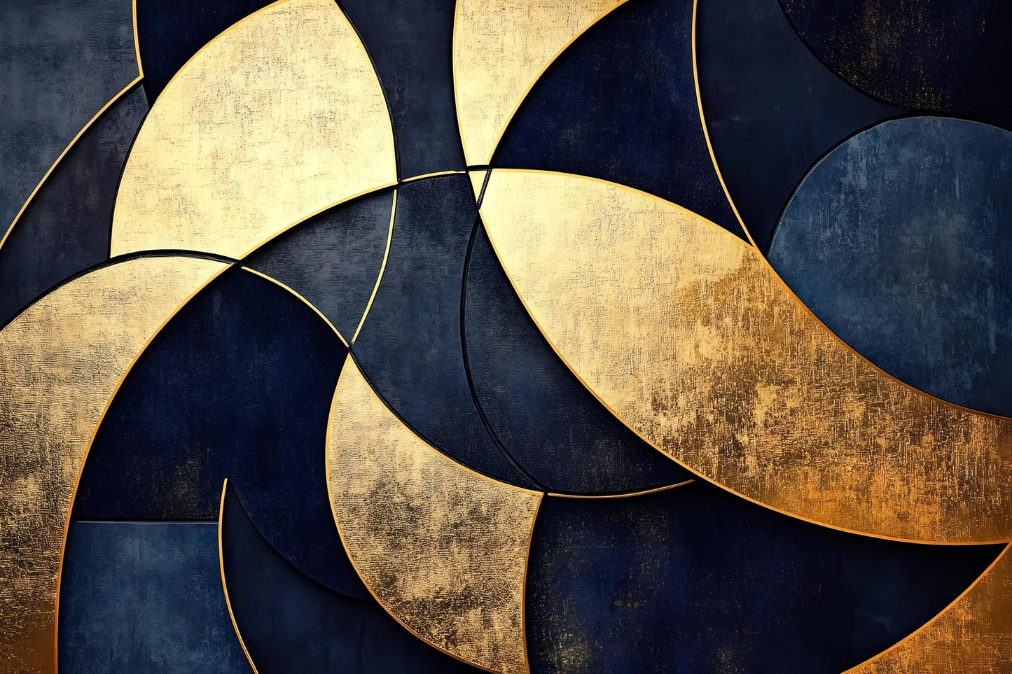 Gold Navy Abstract Wall Mural – Luxury Geometric Wallpaper Vn964