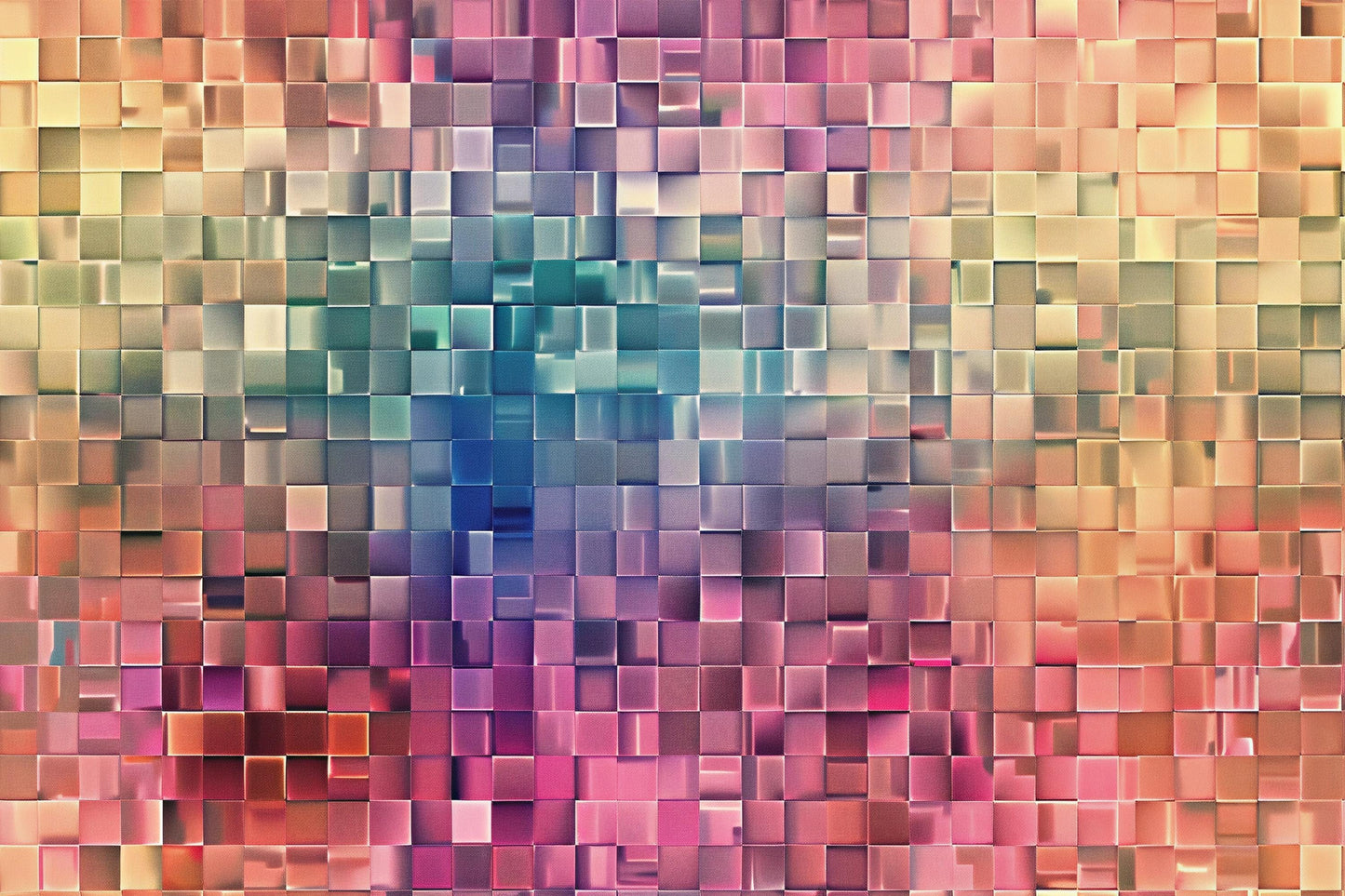 3D Pixel Wall Mural – Colorful Geometric Block Wallpaper for Kids Bedroom, Playroom & Creative Spaces Vn1085