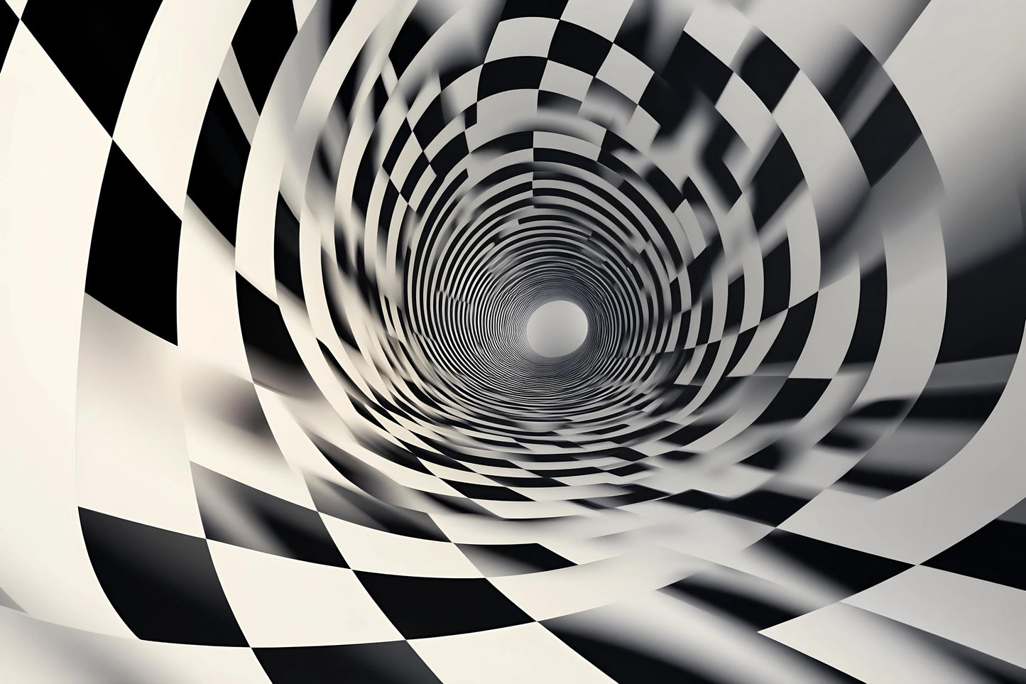 Black and White 3D Tunnel Wall Mural – Optical Illusion Modern Office Wallpaper Vn916