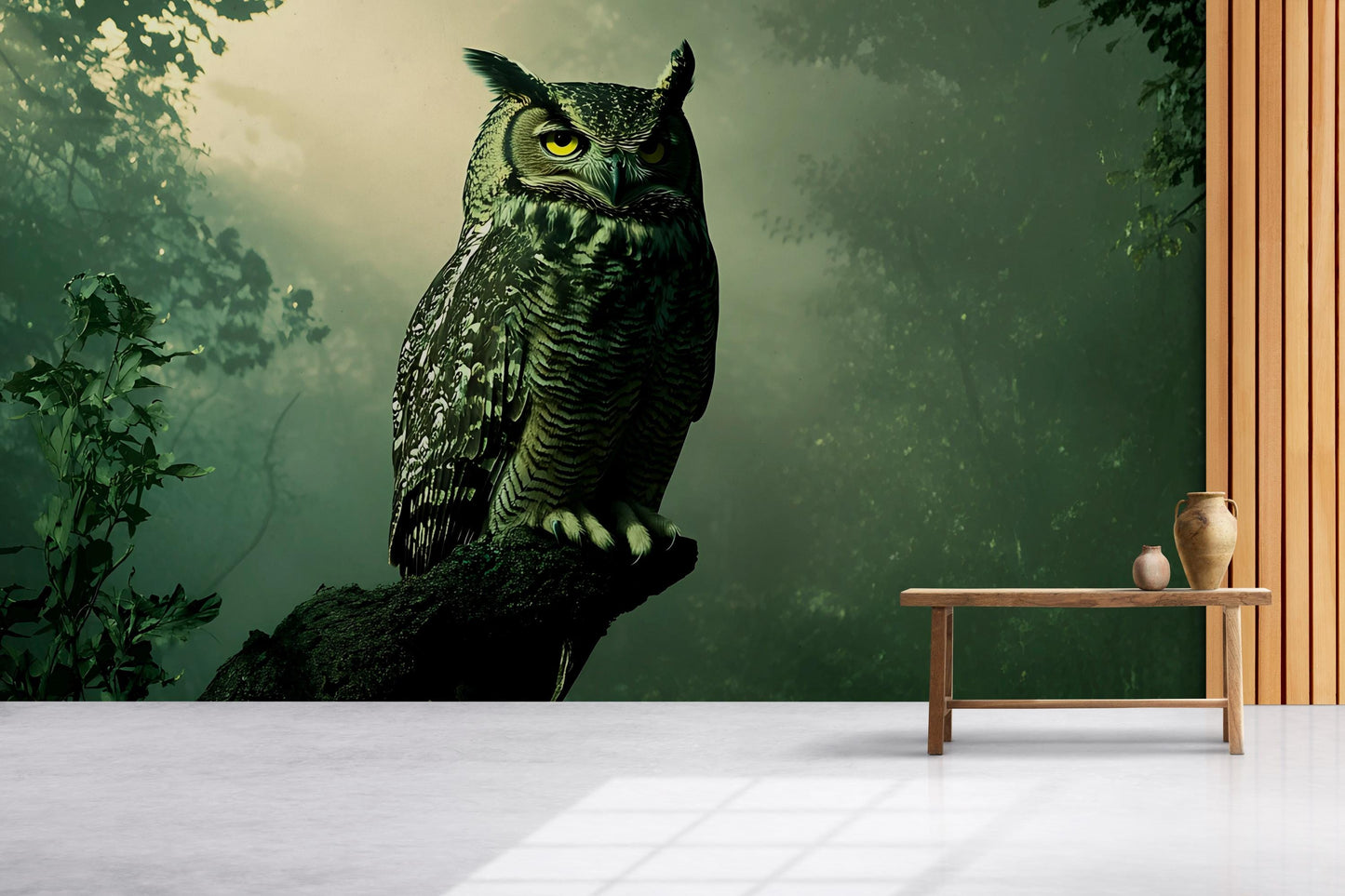 Owl Forest Wall Mural – Majestic Owl Wallpaper for Living Room, Nature Woodland Wall Art, Removable Peel and Stick Wall Decor Vn502